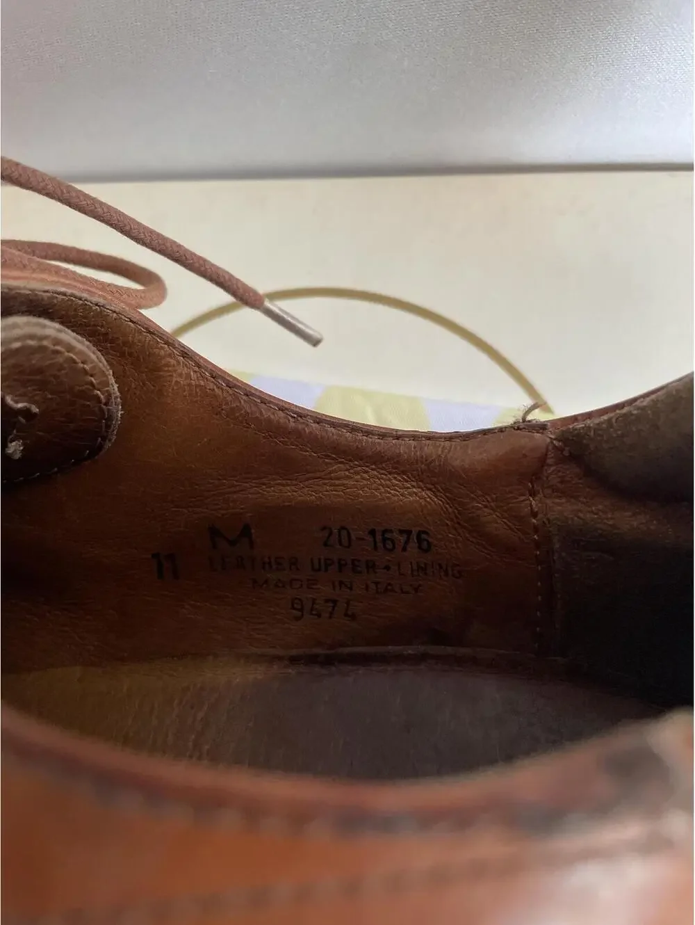 Johnston & Murphy Men's Brown Italian Leather Oxford US 11 Square Toe